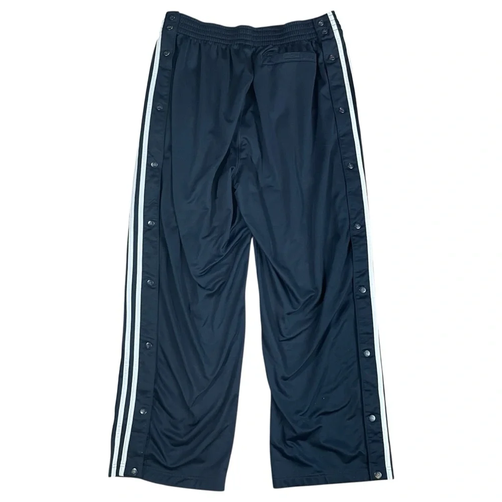 adidas Navy Blue Tear Away‎ Track Pants White 3 Stripe Y2K Streetwear XL